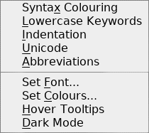Options menu